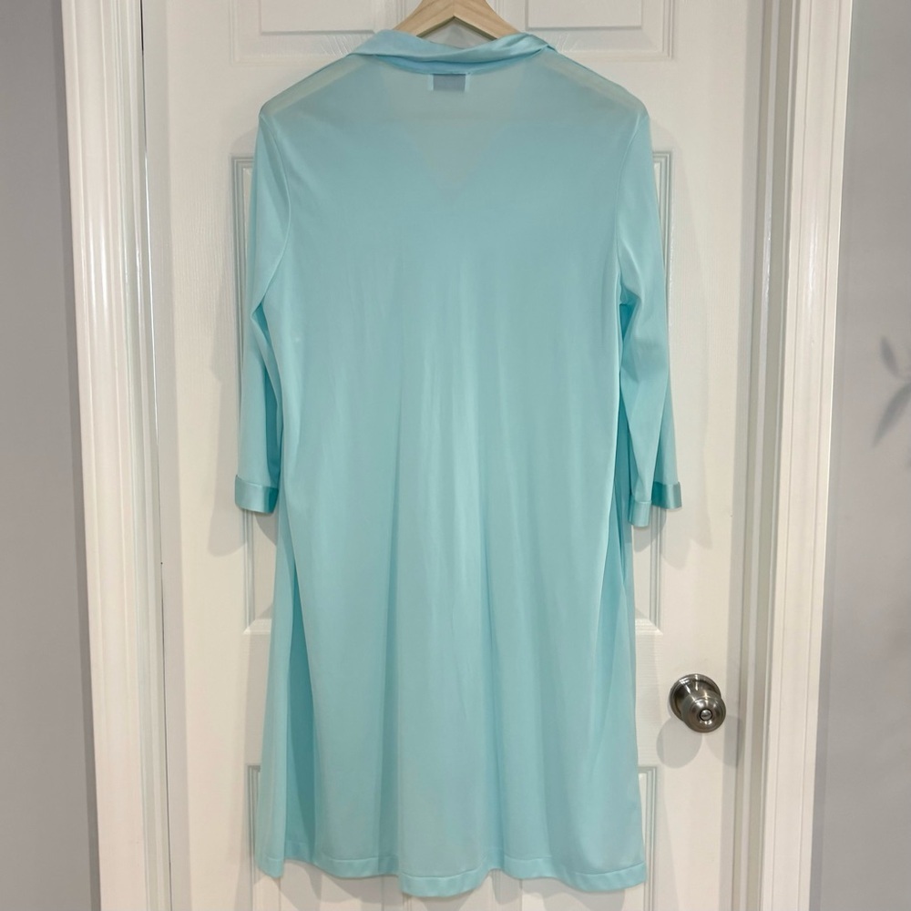 VTG Aqua Mint Blue Two-Piece Nylon Peignoir Nightgown & Robe Set Size M & L USA - Picture 11 of 17